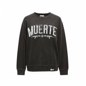 Men's Hasta Muerte Gun Logo Black Crewneck Sweatshirt Hustle Money - M